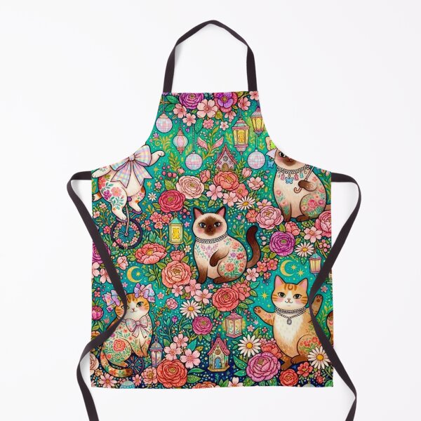 Item preview, Enchanted Floral Cats Botanical Pattern designed and sold by Iampoji.
