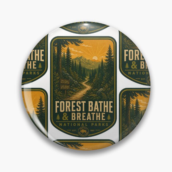 Item preview, Forest Trail National Park Poster Vintage 1960s Hiking Art Print Sticker Nature Gift designed and sold by sharifex.
