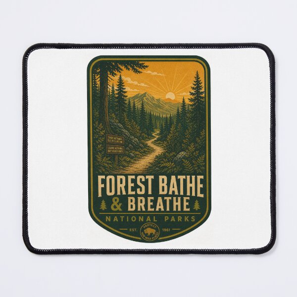 Item preview, Forest Trail National Park Poster Vintage 1960s Hiking Art Print Sticker Nature Gift designed and sold by sharifex.
