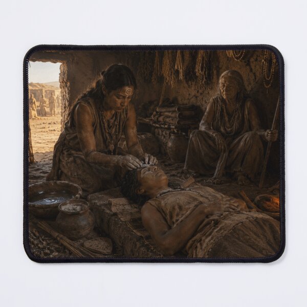 Item preview, Ancient Burial Ritual Fantasy Art Print | Prehistoric Desert Mortuary Wall Art designed and sold by Element Horizon Studio.