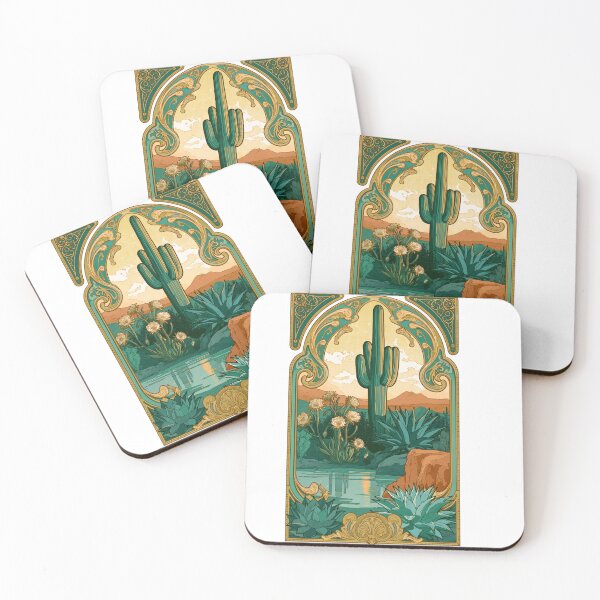 Item preview, Art Nouveau Mystical Desert Oasis And Saguaro designed and sold by dragonwolfpack.
