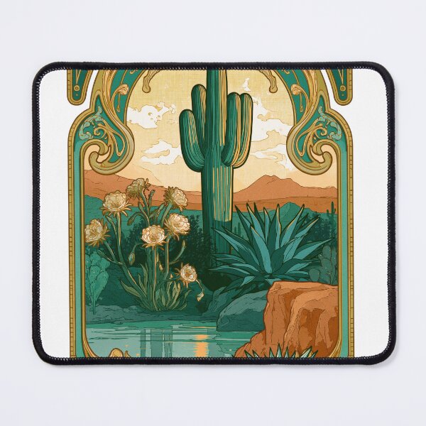 Item preview, Art Nouveau Mystical Desert Oasis And Saguaro designed and sold by dragonwolfpack.