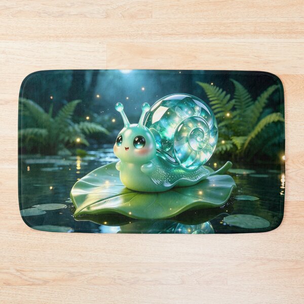 Item preview, Leafy Serenity - Cute Emerald Snail Resting on a Spring Leaf designed and sold by ABYSSLAB.