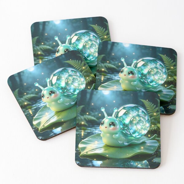 Item preview, Leafy Serenity - Cute Emerald Snail Resting on a Spring Leaf designed and sold by ABYSSLAB.