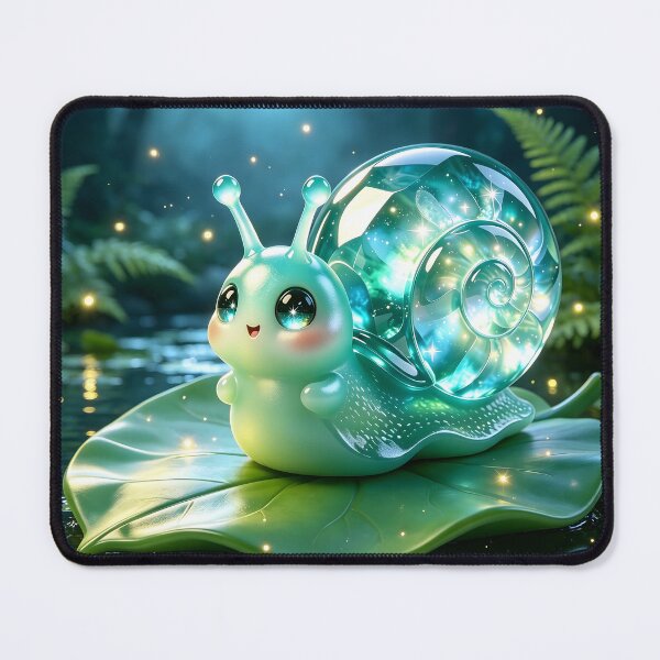 Item preview, Leafy Serenity - Cute Emerald Snail Resting on a Spring Leaf designed and sold by ABYSSLAB.
