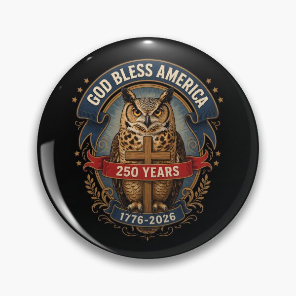 Item preview, God Bless America Owl Cross 250 Years 1776-2026 Patriotic Semiquincentennial V2 designed and sold by DarylWelsh2024.