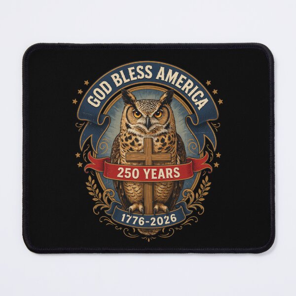 Item preview, God Bless America Owl Cross 250 Years 1776-2026 Patriotic Semiquincentennial V2 designed and sold by DarylWelsh2024.