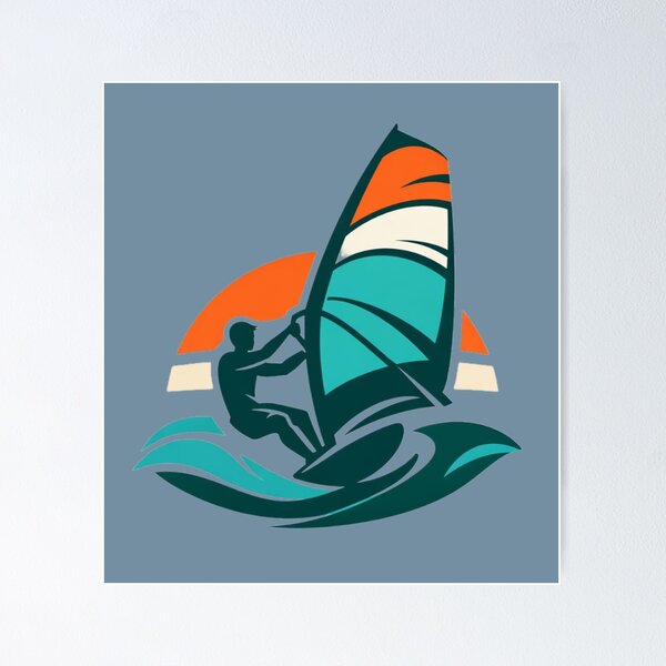 Item preview, Minimalist Windsurfer at Sunset – Modern Vector Surf Sports Design designed and sold by SilentPowerArt.