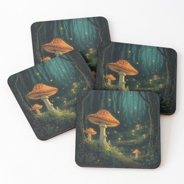 Item preview, Enchanted Forest Magic Mushrooms Fireflies designed and sold by AEVORI.