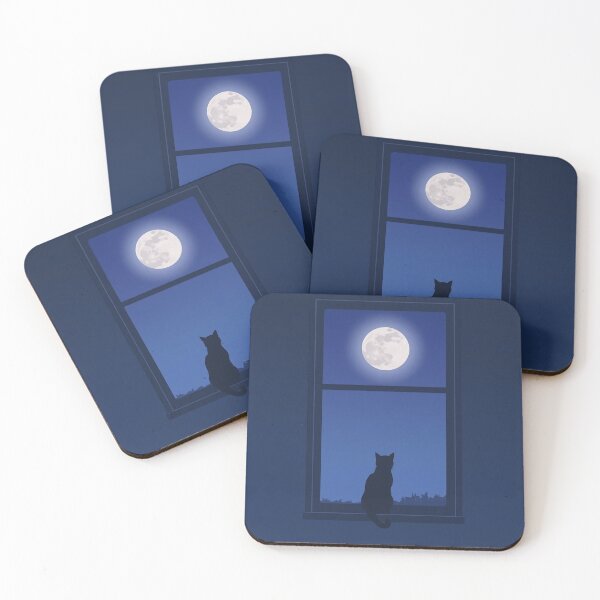 Item preview, Cat Silhouette Full Moon Window Night designed and sold by AEVORI.