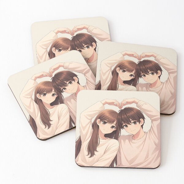 Item preview, Cute Anime Couple Heart Pose | Kawaii Romantic Love Illustration designed and sold by Y-MOONSTAR.