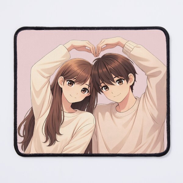 Item preview, Cute Anime Couple Heart Pose | Kawaii Romantic Love Illustration designed and sold by Y-MOONSTAR.