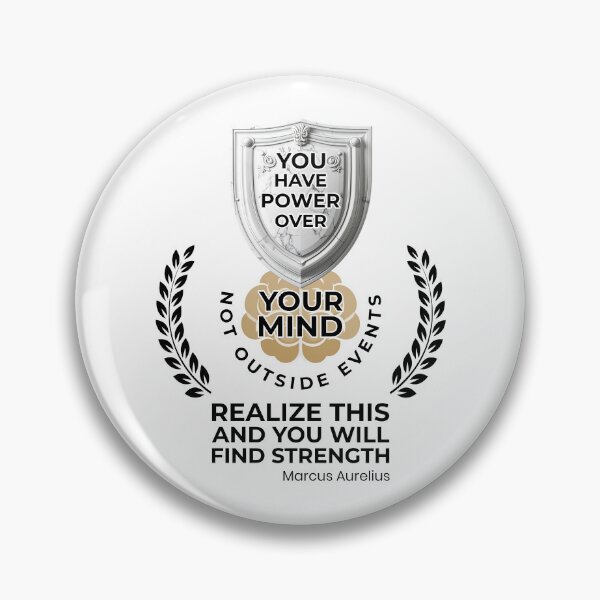Item preview, You Have Power Over Your Mind - Marcus Aurelius - Shield and Brain Graphic - Black Version designed and sold by Stoic Core.