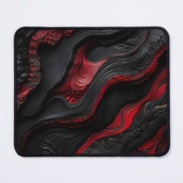 Item preview, Black and Red Marbled Lava Abstract Art designed and sold by Aureva Arts Shop.