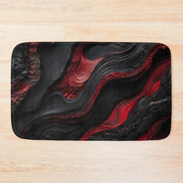 Item preview, Black and Red Marbled Lava Abstract Art designed and sold by Aureva Arts Shop.