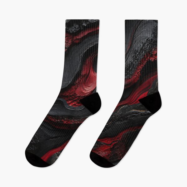 Item preview, Black and Red Marbled Lava Abstract Art designed and sold by Aureva Arts Shop.