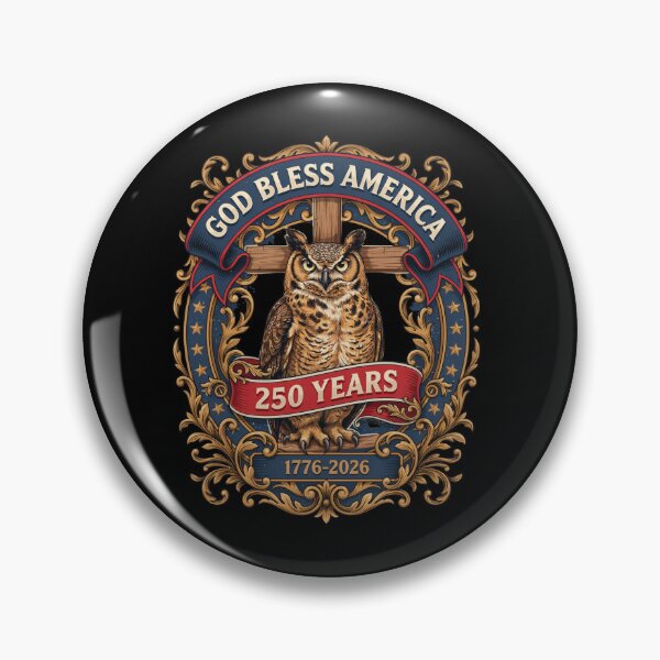 Item preview, God Bless America Owl Cross 250 Years 1776-2026 Patriotic Semiquincentennial V3 designed and sold by DarylWelsh2024.