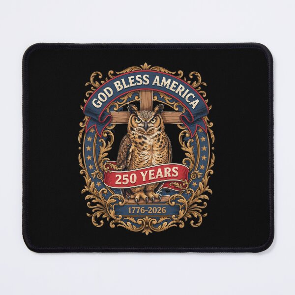Item preview, God Bless America Owl Cross 250 Years 1776-2026 Patriotic Semiquincentennial V3 designed and sold by DarylWelsh2024.