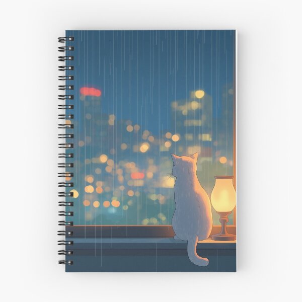 Item preview, Cozy Cat Rainy Window City Lights Lofi designed and sold by AEVORI.