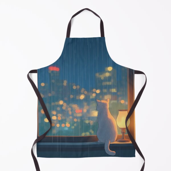 Item preview, Cozy Cat Rainy Window City Lights Lofi designed and sold by AEVORI.