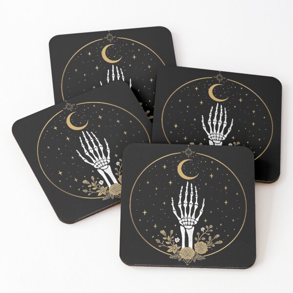 Item preview, Skeleton Hand Crescent Moon Celestial Floral designed and sold by AEVORI.