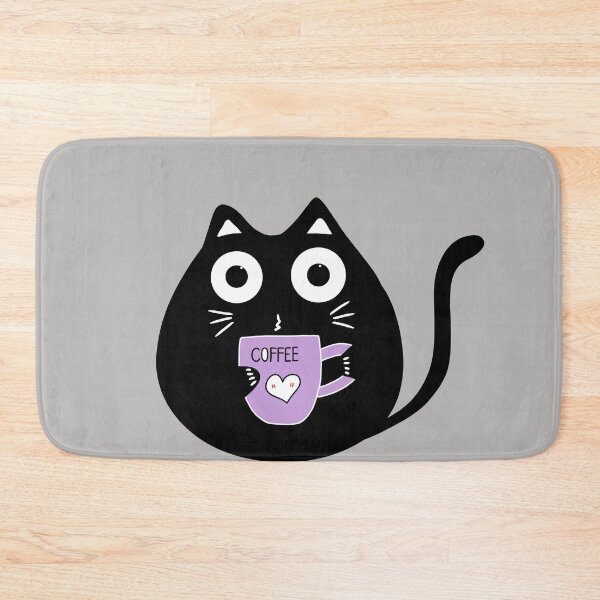 Item preview, Cute black cat drinking coffee  designed and sold by Min659.