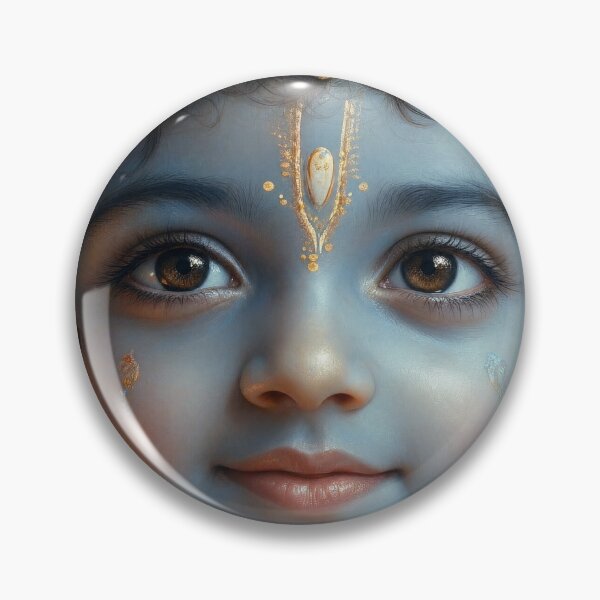 Item preview, Baby Krishna Blue Skin Divine Portrait Art designed and sold by Sovira Studio .