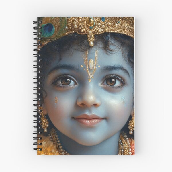 Item preview, Baby Krishna Blue Skin Divine Portrait Art designed and sold by Sovira Studio .
