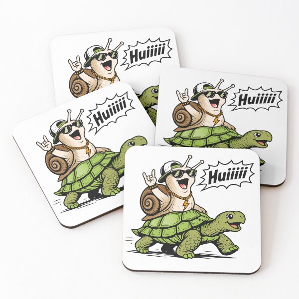 Item preview, Whoosh! Snail on turtle, funny motif designed and sold by Pommes im Bett.