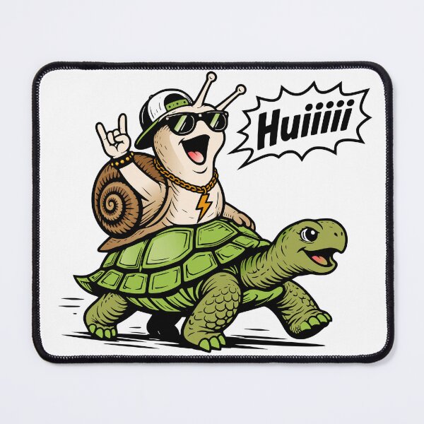 Item preview, Whoosh! Snail on turtle, funny motif designed and sold by Pommes im Bett.