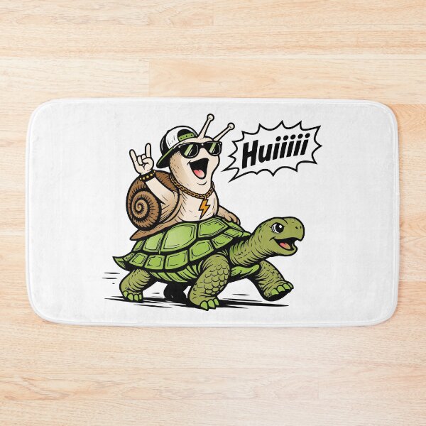 Item preview, Whoosh! Snail on turtle, funny motif designed and sold by Pommes im Bett.