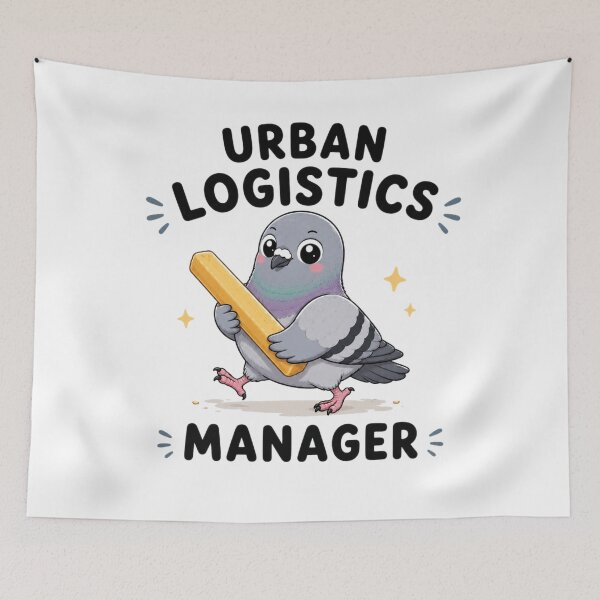 Item preview, Urban Logistics Manager – Cute Pigeon Carrying a Giant French Fry Funny Bird Design designed and sold by MotylekAnia.