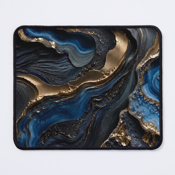 Item preview,  Blue Gold Agate Marble Abstract Fluid Art designed and sold by Aureva Arts Shop.