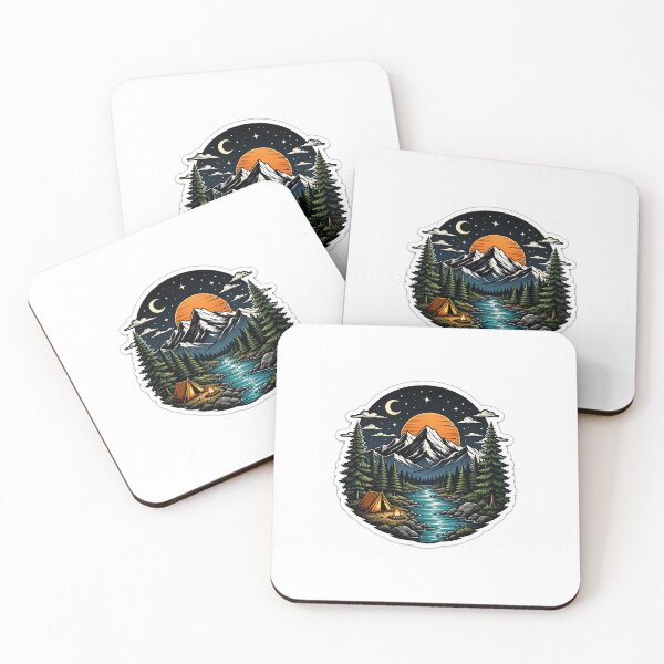 Item preview, Mountain Camping Sticker | Adventure Nature Landscape Vinyl Decal | Outdoor Hiking Aesthetic designed and sold by LarkLeaf.