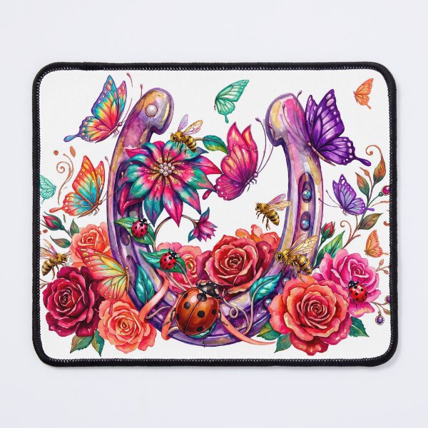 Item preview, Whimsical Roses and Butterfly Horseshoe Clipart designed and sold by Mnrrstudio.