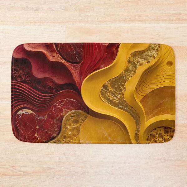 Item preview, Red and Gold Abstract Flame Marble Art designed and sold by Aureva Arts Shop.