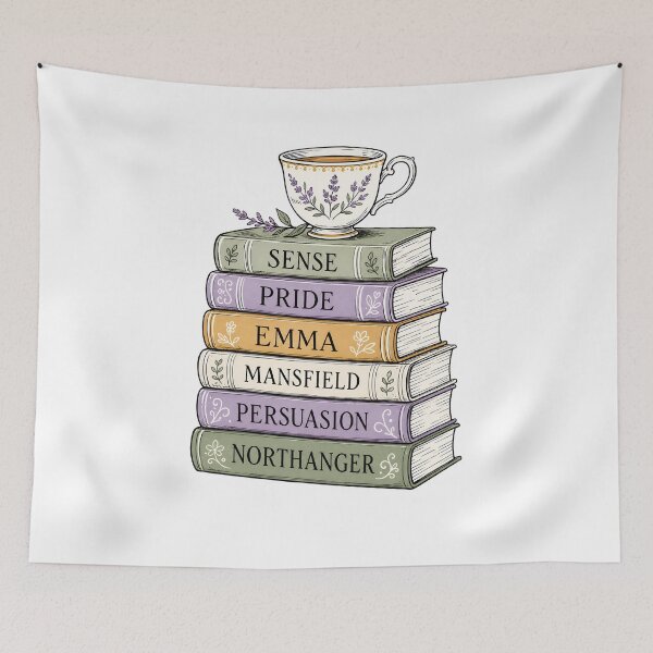 Item preview, Jane Austen Books Stack Sense Pride Emma Mansfield Persuasion Northanger designed and sold by Fenay Designs.