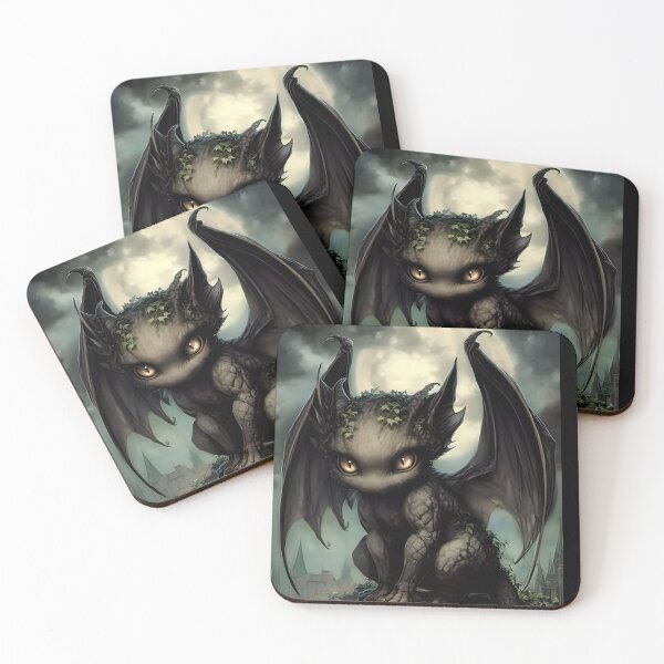 Item preview, Gargoyle Fantasy Art | Gothic Stone Guardian Creature designed and sold by InkAndGloom.