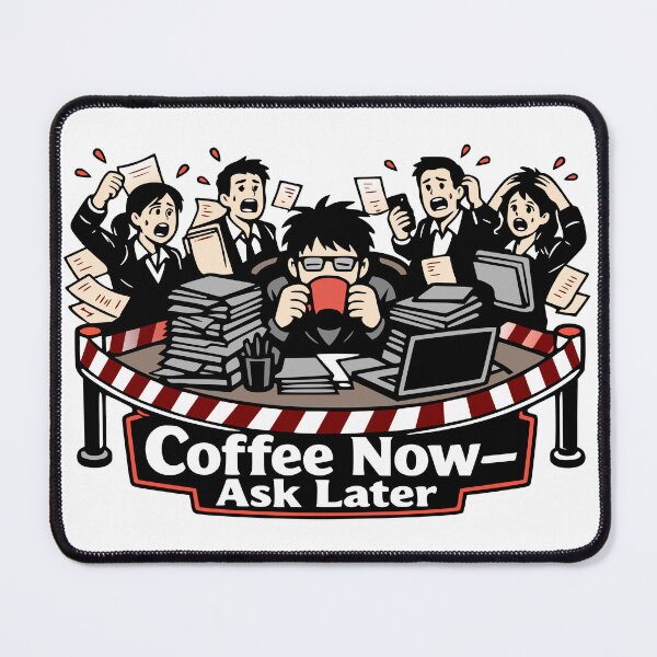 Item preview, Coffee Now Ask Later Office Coffee Motif designed and sold by Pommes im Bett.