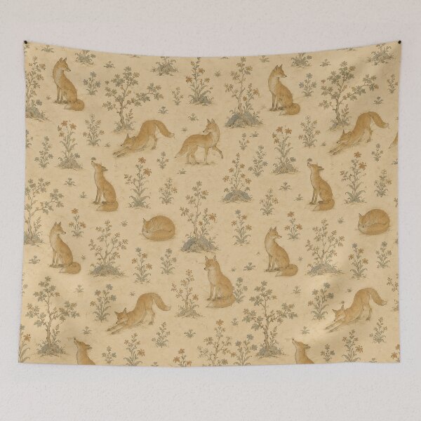 Item preview, Cozy Foxes among Wildflowers Pattern designed and sold by TheFourthGarden.