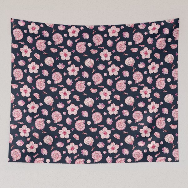 Item preview, Vintage Coastal Cherry Blossom Shells Pattern designed and sold by Chromaovo.