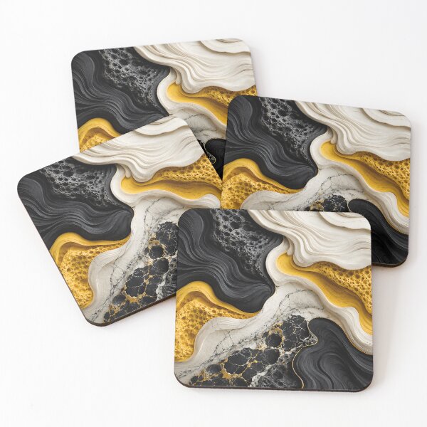 Item preview, Black Gold Marble Abstract Fluid Wave Art designed and sold by Aureva Arts Shop.