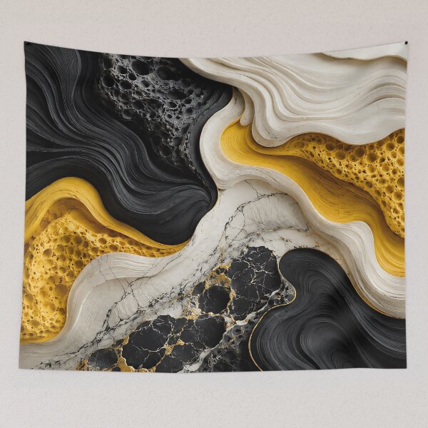 Item preview, Black Gold Marble Abstract Fluid Wave Art designed and sold by Aureva Arts Shop.