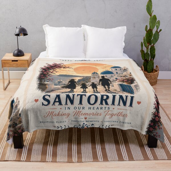 Item preview, Santorini Family Memories Together In Our Hearts designed and sold by BagFactoryUK.