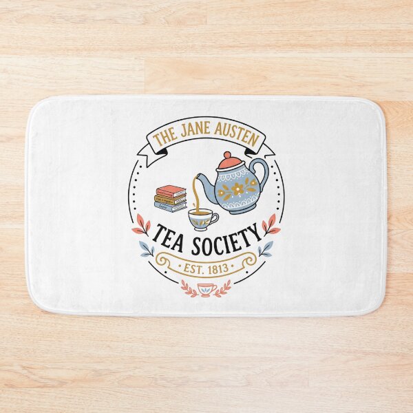 Item preview, The Jane Austen Tea Society Pride and Prejudice Coffee and Books Badge designed and sold by Fenay Designs.