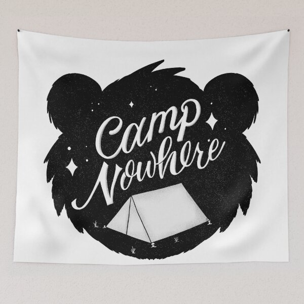 Item preview, Camp Nowhere | Black and White Bear  designed and sold by Ashley Santoro Draws.