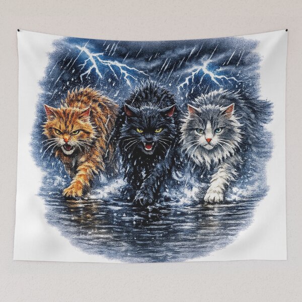 Item preview, Storm Walkers – Vintage 90s Cat Illustration designed and sold by VHSmeow.