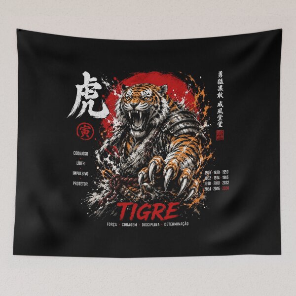 Item preview, Chinese Zodiac Tiger Samurai Warrior | Japanese Tattoo Graphic designed and sold by kzadoxico.