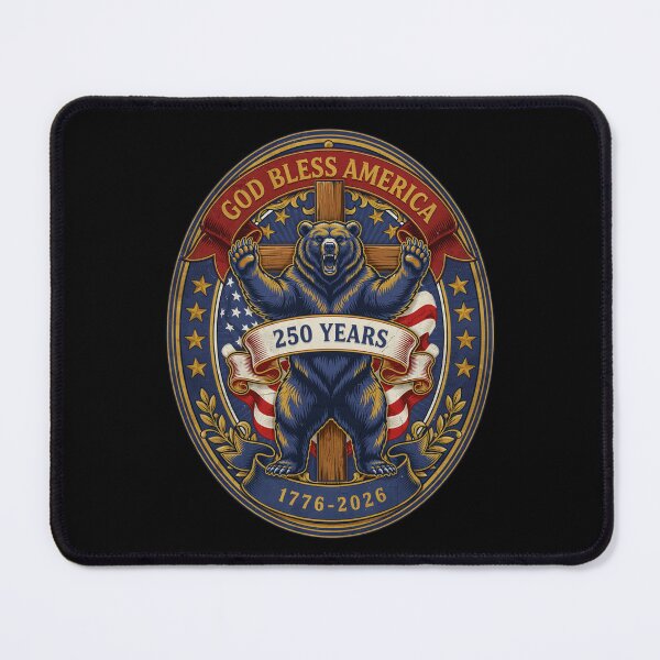 Item preview, God Bless America Bear Cross 250 Years 1776-2026 Patriotic Semiquincentennial v1 designed and sold by DarylWelsh2024.