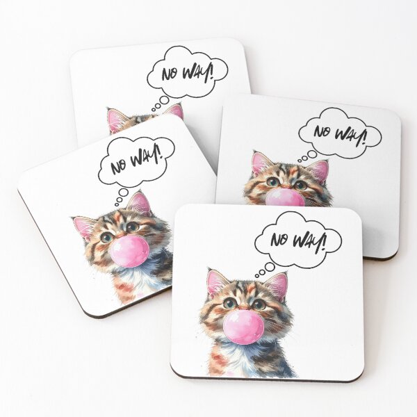 Item preview, Cute Kitten Blowing Bubble Gum – No Way! designed and sold by EVESTUDIOART.
